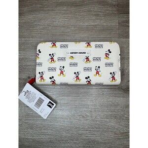 Disney Mickey Mouse All Over Print Zip Around Wallet White Red